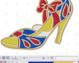 Princess Shoe Embroidery File Snow White 4in hoop 2 sizes
