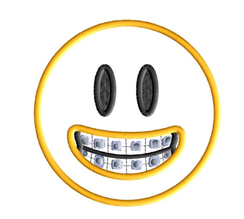 Applique emoji brace face 4in hoop Etsy