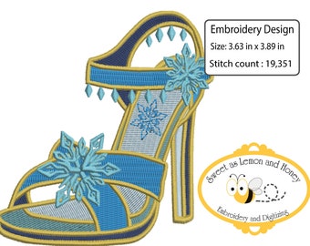 Princess Shoe Embroidery File frozen 1 size