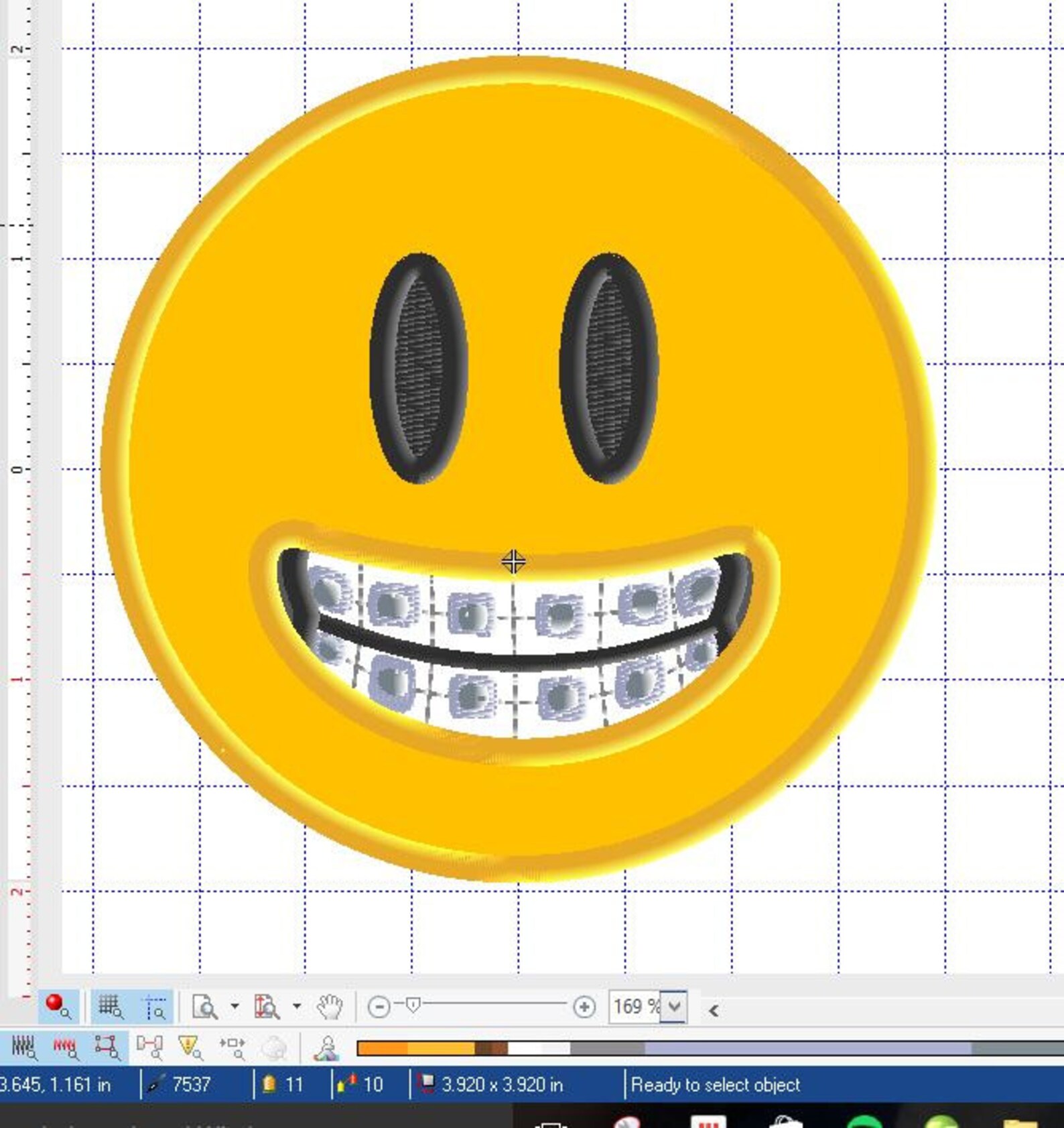 Applique emoji brace face 4in hoop Etsy
