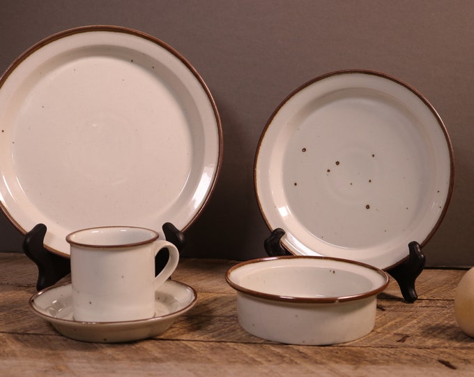 Vintage DANSK Brown Mist Dinnerware Set of 5 Piece Place Setting, Mid