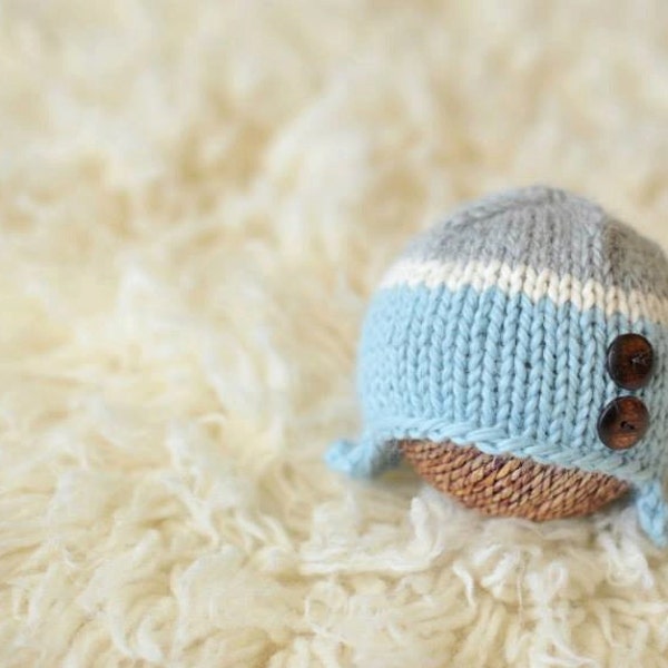 Newborn knitted beanie.. newborn hat.. newborn earflap hat... newborn photography prop... newborn knit hat