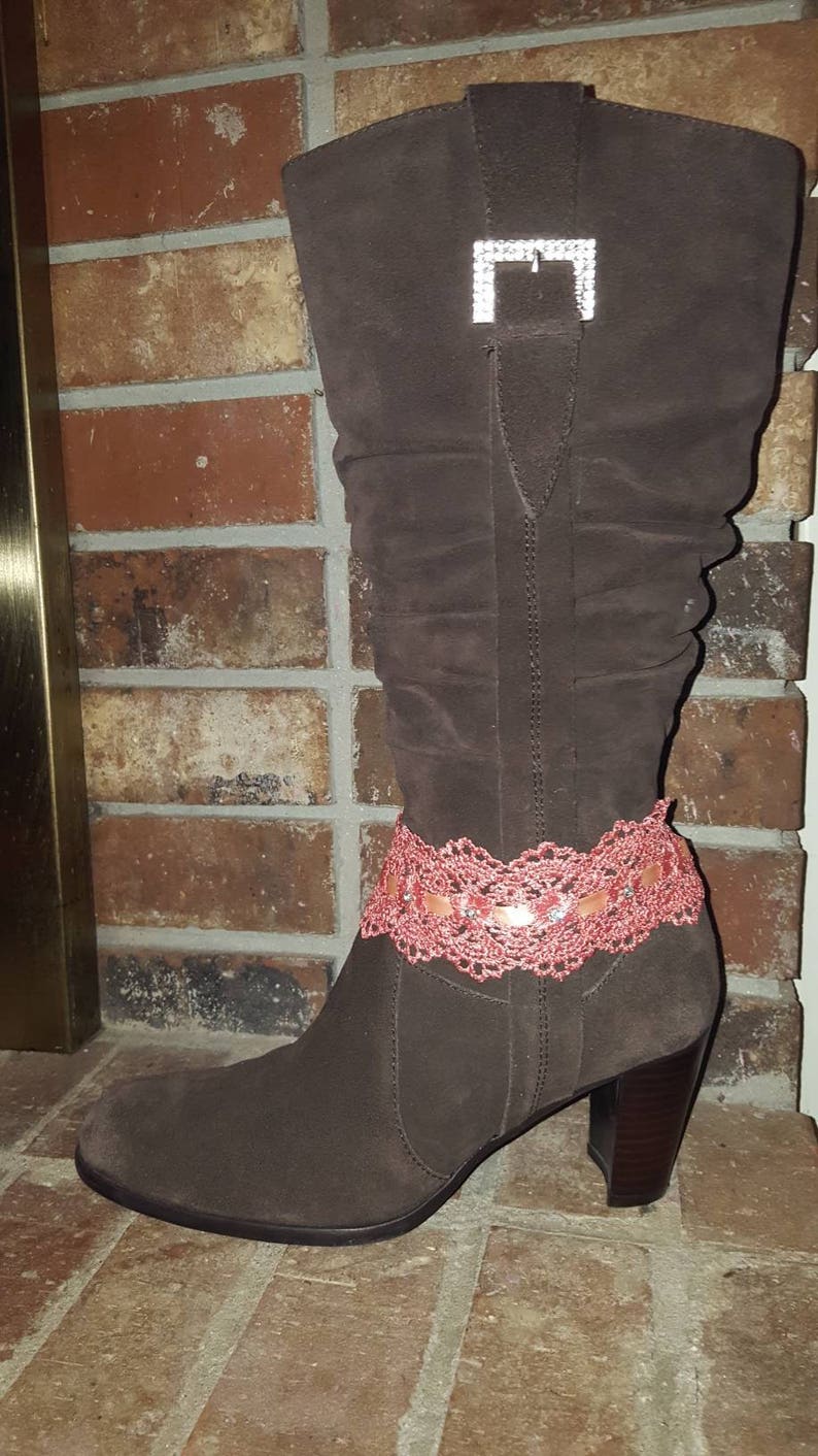 Grandma/'s Lace Antique Style Pink Bohemian Boot Bracelet woth Crystals Ankle Jewelry Gift for Her