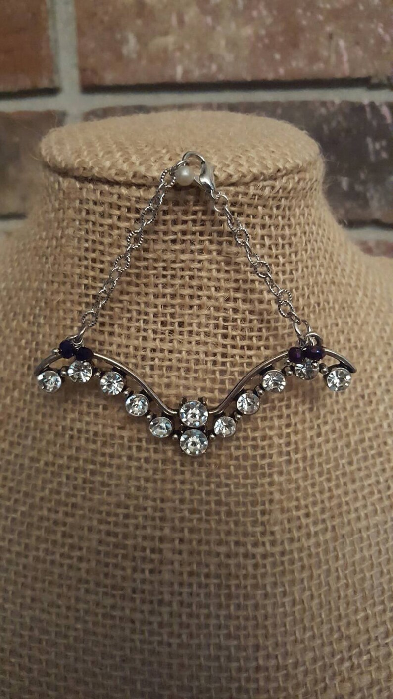 Silver-Toned Rhinestone Crystal Swag Bling Boot Pull Strap Pendant Charm Bracelet Jewelry Gift for Her