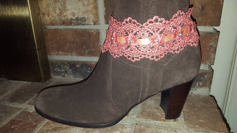 Grandma/'s Lace Antique Style Pink Bohemian Boot Bracelet woth Crystals Ankle Jewelry Gift for Her