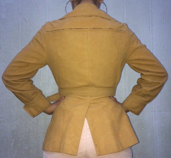 70s mustard yellow faux suede coat - image 2