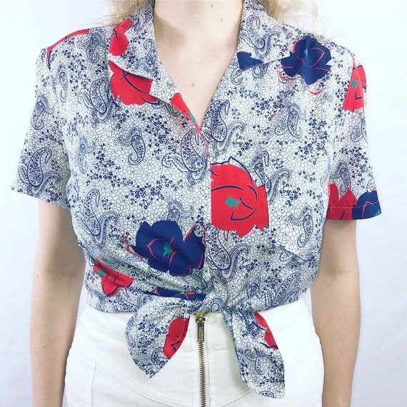70s paisley/floral button up