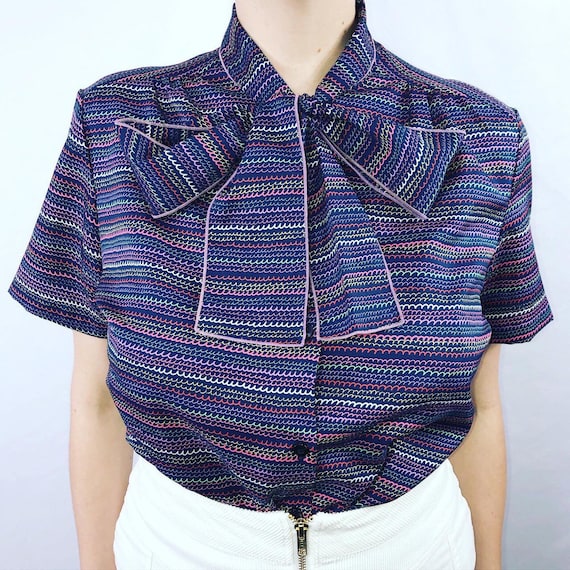 70s Rhonda Lee multi-colored blouse