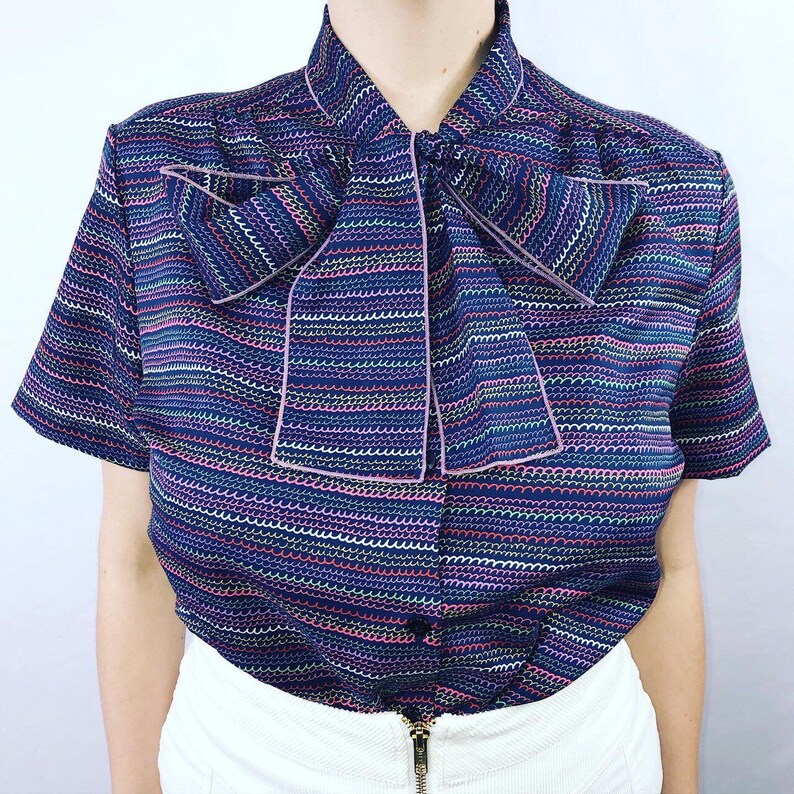 70s Rhonda Lee multi-colored blouse