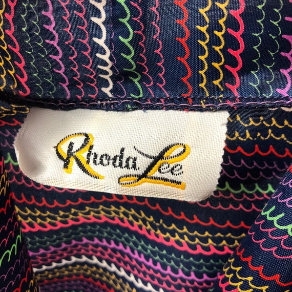 Vintage 1970s Rhonda Lee Multi-Colored Squiggle L… - image 2