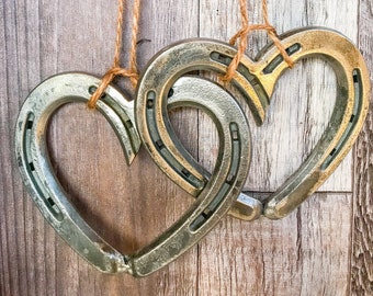Hanging Horseshoe Hearts - Horseshoe Art - Horseshoe Heart - Wall Art - Wedding gift - Bridal Gift - Heart Wall Art - Heart Wall Decor