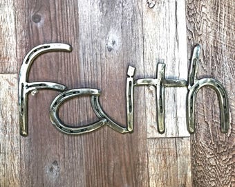 Metal Wall Art for Living Room - Inspiration Sign - Faith Home Decor - Bedroom Wall Art - Country Home Decor -Gift for Women - Horseshoe