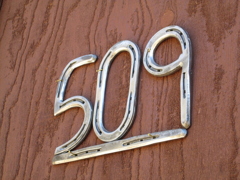 Horseshoe Address Numbers Underlined Number Sign Rustic Etsy