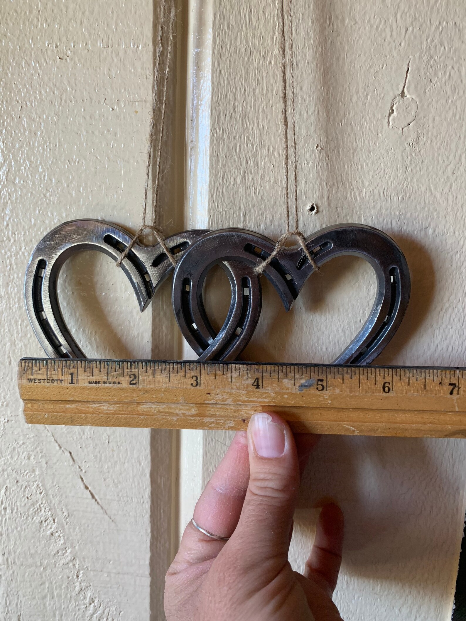 Hanging Horseshoe Hearts Horseshoe Art Horseshoe Heart Etsy