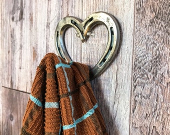 Horseshoe Heart Hook -  Heart Decor -  Ranch Home Decor - Wall Hooks - Heart - Horseshoe Home Decor - Horse shoe Decor - Horseshoe Art