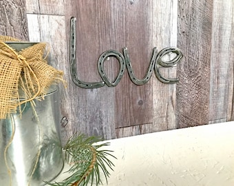 Arte de pared de metal para regalo de boda, regalo de pareja, regalo de amor, regalo de inauguración de la casa, decoración rústica, amor de San Valentín, decoración de habitación bohemia, decoración de herraduras