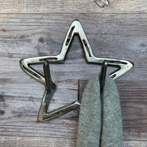 Double hook for wall, Star Wall Hook, Belt Holder, leash hanger, horse shoe hooks, Farmhouse Decor, Rustic Home Decor, Horseshoe Decor,,