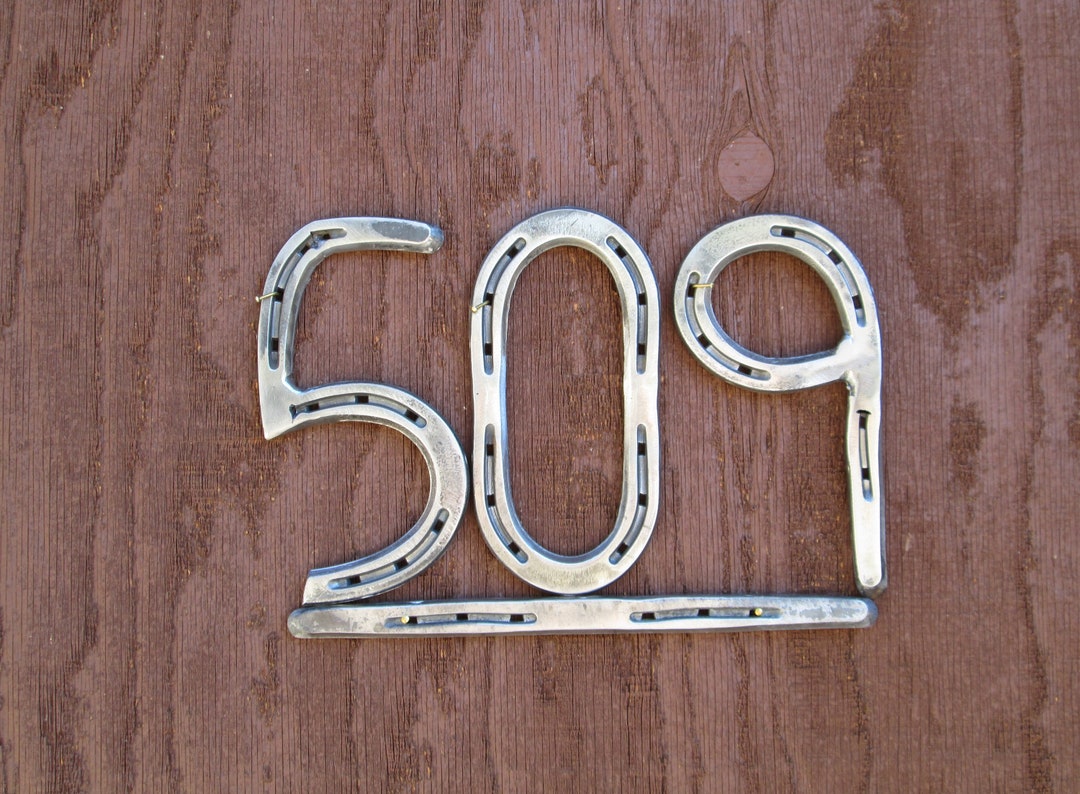 Horseshoe Address Numbers Underlined, Number Sign, Rustic Numbers, 6