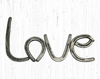 Herradura de amor - Decoración rústica - Decoración campestre - Arte de herradura - Día de San Valentín - Decoración del hogar - Arte de herradura - Signo de amor - Decoración de amor