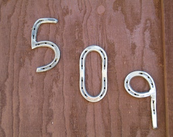 Horseshoe Address Numbers, Number Sign, Rustic Numbers, 6" Address Numbers, Western Apartment Numbers, Steel Number Sign, Door Number