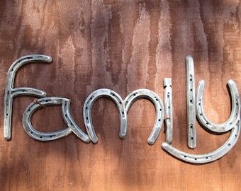 Metal Wall Art for Farmhouse - Lake House Decor - Family Sign - Handmade Sign - Cabin Sign - Rustic Home decor - Horseshoe Decor