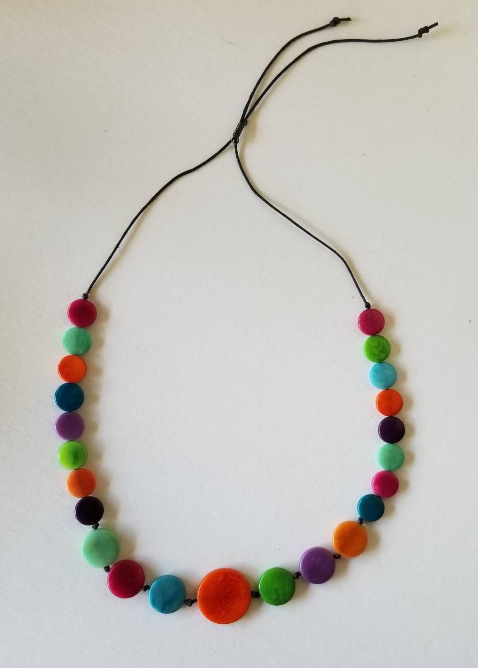 Short to Medium Natural Coin Beads Necklace. Earthy Friendly Tagua Nut ...