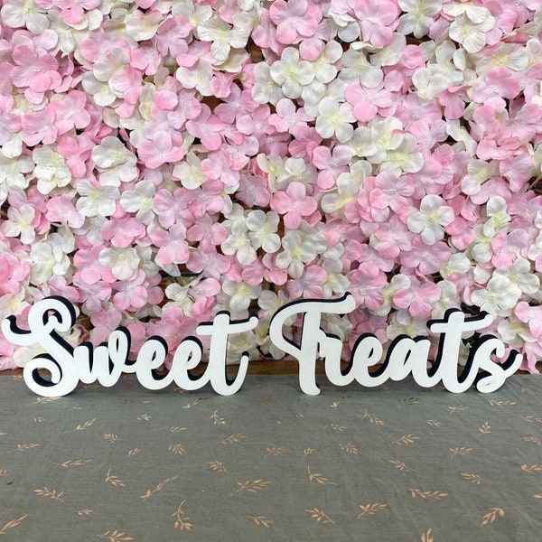 Sweet Treats Table Sign, Wooden Wedding Decorations, Freestanding Sweet Sign, Wood Wedding Sign, Coloured Table Decoration