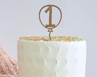 Wooden Number 1 Cake Topper, 1st Birthday Balloon Shape Oak Cake Topper, Cake Decoration, Age Cake Topper, Childrens Birthday Cake Topper