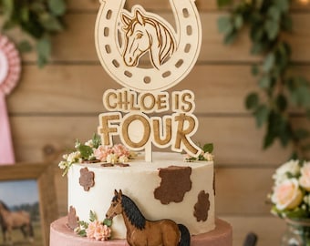 Custom Horse Birthday Cake Topper – Personalised Equestrian Party Decoration, Pony Theme Cake Topper for Kids or Adult Horse Lover