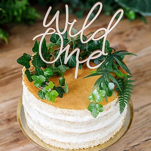 Wooden 'Wild One' Birthday Cake Topper, 1st Birthday Party Cake, 1st Anniversary Cake Decoration, 1st Birthday Cake, Food Decoration