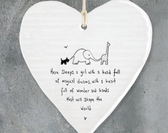 East of India Long Porcelain Hanging Heart /'Thank you for being Amazing/' Gift