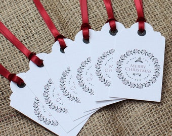 Retro Vintage Christmas Scene Gift Tags x 15