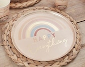 8 Pastel Rainbow Paper Plates, Gold Paper Plates, Hen Party Plates, Rainbow Birthday Plates, Baby Shower Party Plates, Happy Everything