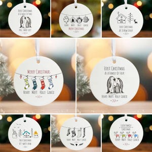 Personalised Porcelain Family Christmas Baubles, Custom Designs with Names, Christmas Keepsake Ornament, Christmas Tree Hanging Decoration