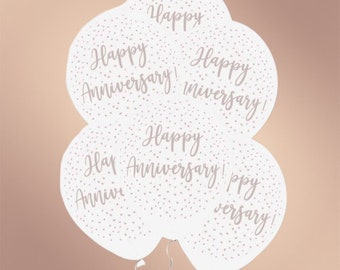 6 Anniversary Party Balloons, Happy Anniversary Latex Balloons, Silver Anniversary Balloons, Helium Air Balloons