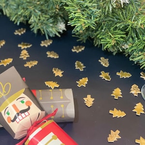 Christmas Tree Fabric Table Scatter, Festive Table Confetti, Gold Christmas Decorations, Gold Tree Table Confetti, Christmas Party