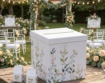 Botanical Card Post Box, Wedding Card Keepsake Box, Wedding Cards Box, Botanical Wedding Supplies, Wedding Decorations