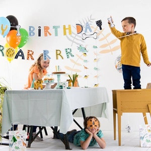 Happy Birthday Dinosaur Letter Banner, Decoraciones de la fiesta de cumpleaños jurásico para niños, 1st Birthday Party, Dinosaur Birthday Party 1.5m