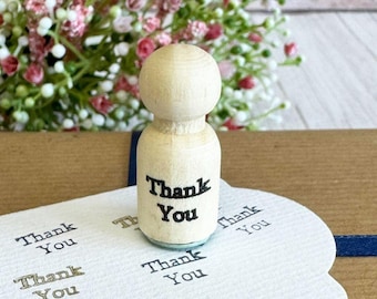 Mini Thank You Rubber Stamp, Wooden Craft Stamp for Cards, Envelopes, Gift Tags, Wedding Favours and Small Business Packaging