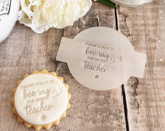 Custom Teacher Thank You Fondant Icing Cupcake Embosser, Thank You Gift, Baking Stamp, Teacher Baking Tool, Classroom Gift