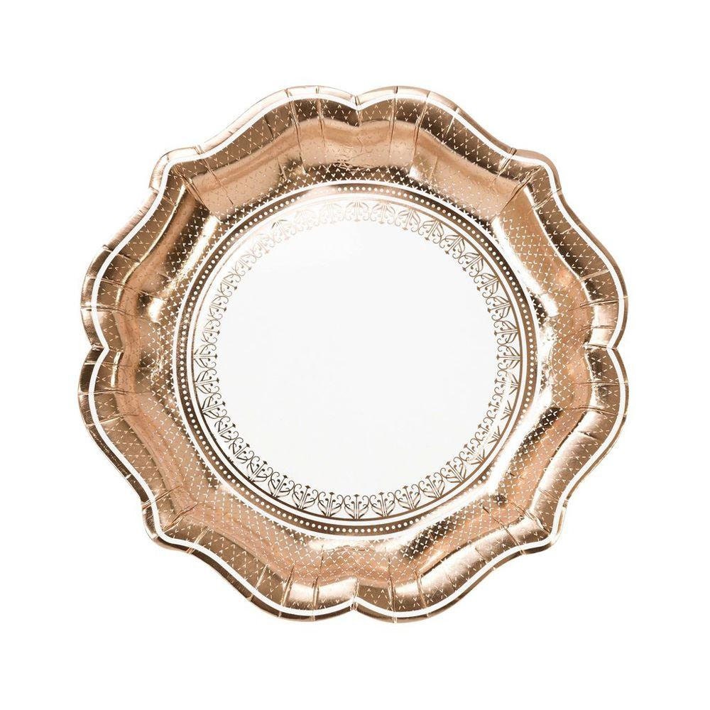 12 Vintage Rose Gold Paper Party Plates Rose Gold Birthday Etsy UK