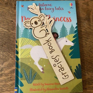 Personalised Koala Wooden Bookmark, Childrens Reading Gift With Name, Koala Animal Gift, Personalised Bookmark Gift