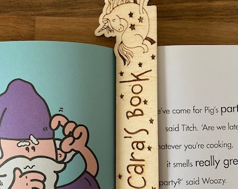 Personalised Unicorn Wooden Bookmark, Childrens Birthday Party Gift, Unicorn Birthday Party, Childrens Keepsake Bookmark Gift