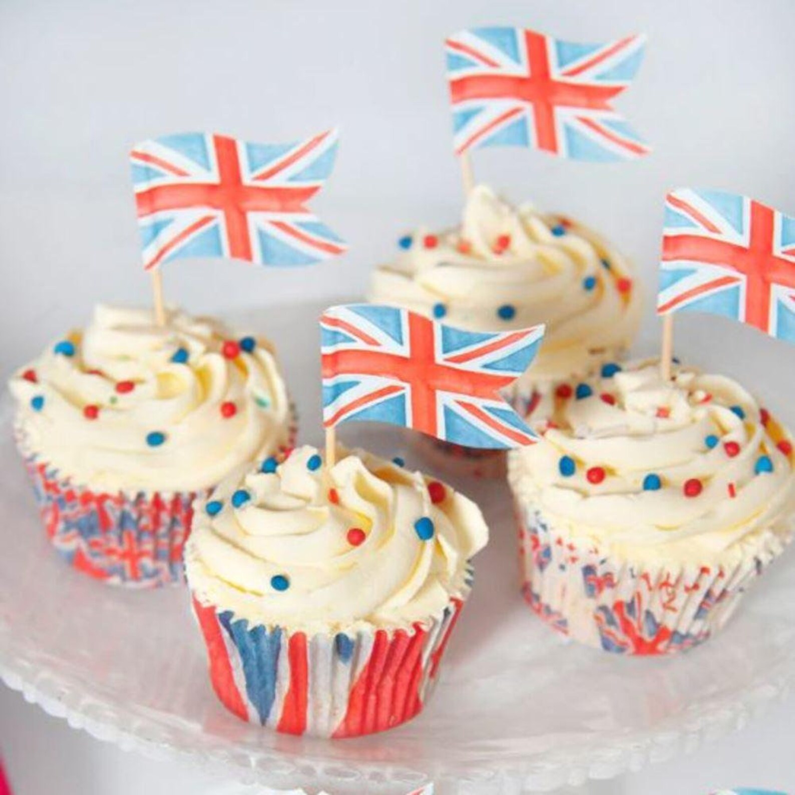 12 Union Jack Cupcake Toppers British Street Party Food Etsy