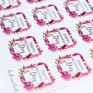 May include: A sheet of stickers with a floral design and the text "Happy Mothers Day".