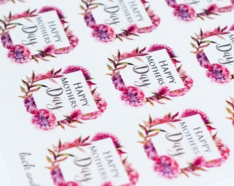 Happy Mothers Day Pink Blossom Single Sticker Sheet With 35 Stickers, Mothers Day Craft,, Mothers Day Gifts, Mothers Day Stickers