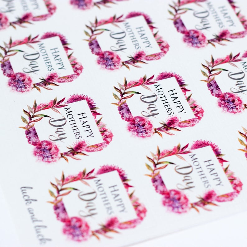 May include: A sheet of stickers with a floral design and the text "Happy Mothers Day".