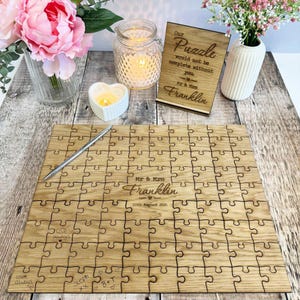 Personalised Jigsaw Guestbook with Sign, Alternative Wedding Guestbook, Wooden Puzzle Guestbook, Jigsaw Piece Guestbook 4 SIZES AVAILABLE