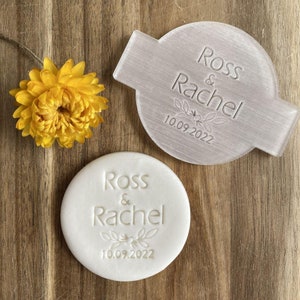 Personalised Fondant Name And Date Wedding Embosser, Custom Cookie Biscuit Stamp, Icing Stencil, Cake Decorating, Cupcake Decoration