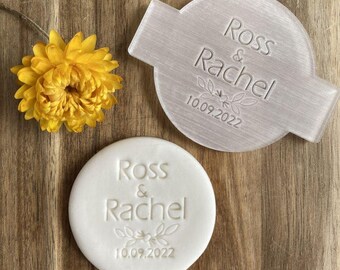 Personalised Fondant Name And Date Wedding Embosser, Custom Cookie Biscuit Stamp, Icing Stencil, Cake Decorating, Cupcake Decoration